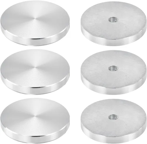 Miniatura 39 de uxcell M6 Rosca 0.787 in de diámetro de forma redonda de aluminio disco hardware 1pcs, aluminio círculo disco vidrio adaptador superior para mesa