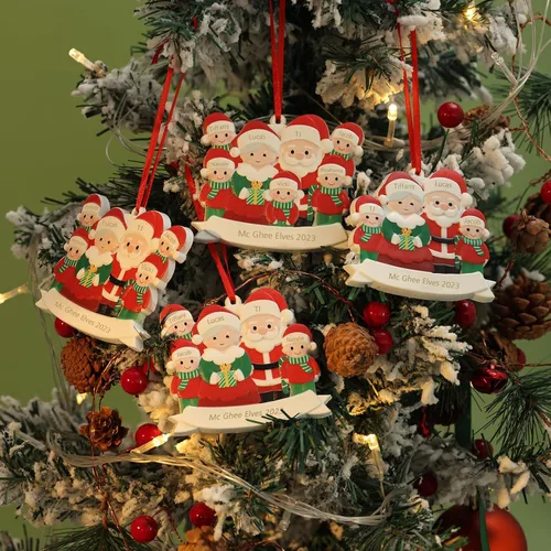Miniatura 5 de Adornos de Navidad personalizados 2023, adorno familiar con nombre de familia, decoraciones de Navidad para colgar adornos para árbol de Navidad