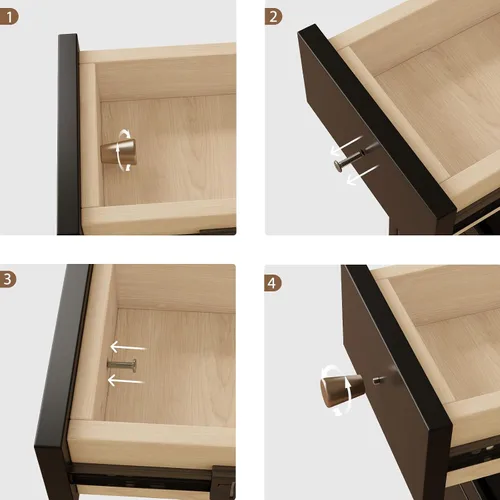 Miniatura 6 de Mesita de noche estrecha con 3 cajones, mesita de noche estrecha de madera maciza, color negro, moderna mesita de noche delgada para dormitorio