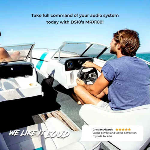Miniatura 4 de DS18 MRX100 Marine Boat Head Unit - 2 zonas, salida de 4 voltios, RDS 4 x 50 vatios, pantalla de video TFT, sin reproductor de CD, audio Bluetooth
