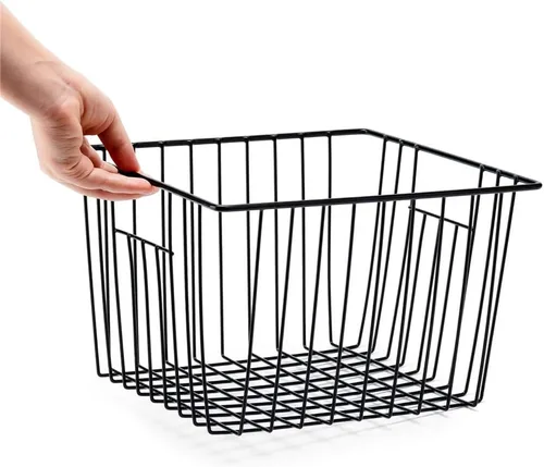 Miniatura 6 de SANNO Cestas de almacenamiento de alambre para congelador, cestas de almacenamiento de metal para el hogar, cesta organizadora para despensa, Negro