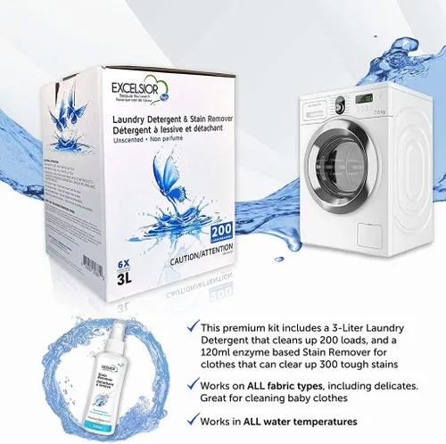 Miniatura 3 de Excelsior - Detergente líquido para ropa sin perfume concentrado, 200 cargas de 3 litros, removedor de manchas enzimáticas, compatible con carga