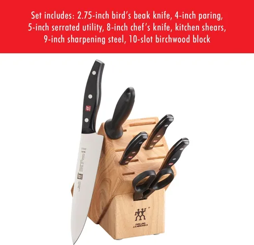Miniatura 12 de ZWILLING Twin Signature - Juego de cuchillos alemanes de 7 piezas con bloque, afilados, producidos en fábrica propia, acero de fórmula especial