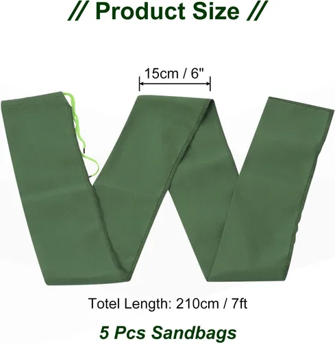 Miniatura 2 de PATIKIL Bolsa de arena de 4 x 6 pulgadas para inundaciones, paquete de 5 bolsas de arena largas de lona gruesa para inundaciones con banda elástica