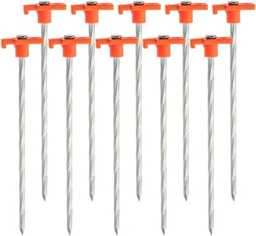 Miniatura 8 de Estacas de acero galvanizado para tienda de campaña de 10 piezas, estacas de jardín naranja