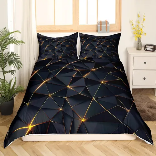 Miniatura 13 de Funda de edredón de panal para niños, hombres y niñas, juego de ropa de cama moderno con temática geométrica hexagonal, diseño de cuadrícula