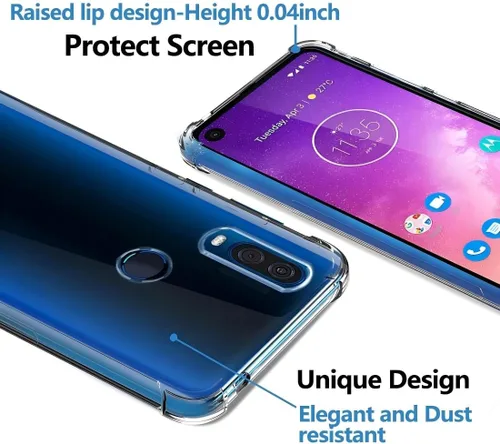 Miniatura 4 de USTIYA Funda para Motorola One Vision Clear TPU Cuatro Esquinas Cubierta Protectora Transparente Suave Funda