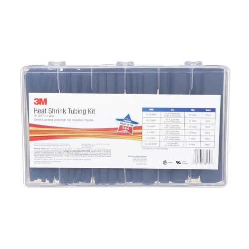 3M tubo termorretráctil de pared delgada FP-301-1 1/2-48"-Negro-24 unidades, 48 pulgadas de longitud (Pack de 24), Negro, 102