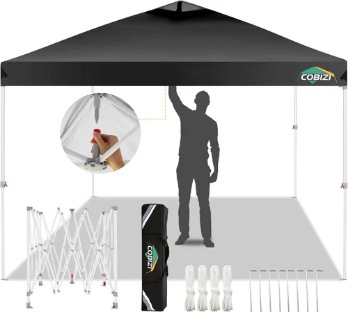 Miniatura 24 de COBIZI Toldo desplegable de 10 x 10 pies con 4 paredes laterales, toldo fácil de instalar para eventos, deportes, playa, fiestas, toldos de fiesta