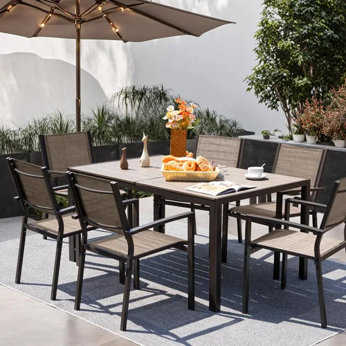 Miniatura 6 de GUNJI Mesa de comedor rectangular de 59 pulgadas para 6 personas, mesa de comedor de madera con patas de metal para comedor, sala de estar