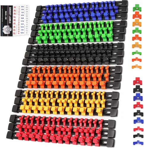 Miniatura 10 de SWANLAKE Organizador Soporte de Dados, 9 PIEZAS 1/4 pulgada x 48 clips, 3/8 pulgada x 45 clips, 1/2 pulgada x 36 clips, Soporte de Riel de Clip
