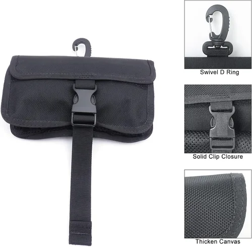 Miniatura 5 de Luwint Bolsa de malla de buceo Bolsa de malla larga Bolsa de almacenamiento multipropósito con clip de anillo D para deportes acuáticos Buceo Pesca