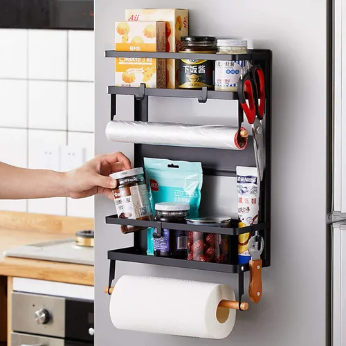 Miniatura 2 de EASTTOWEST Estante magnético para especias, estante magnético de cocina de 4 niveles para refrigerador, nevera, organizador con 2 soportes