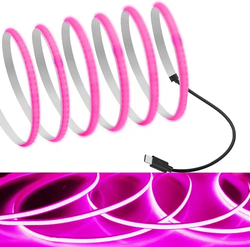Miniatura 8 de MDee Tira de luces LED tipo C COB de 1.64 pies/1.6 ft - Flexible 0.197 in Oculta DC 5V Cinta LED con 320 LEDs/m para iluminación cálida (2700 K).