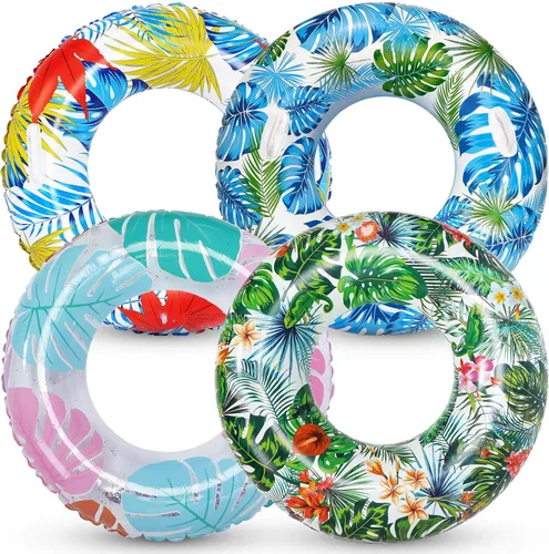 Libima 4 flotadores inflables Luau de 30 pulgadas, flotadores de piscina, tubos interiores hawaianos para adultos, decoraciones hawaianas de fiesta