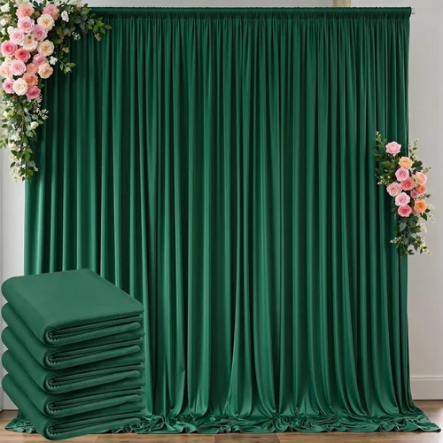 Miniatura 15 de Cortinas de telón de fondo blanco de 30 pies x 8 pies para fiestas de boda, 6 paneles de 5 pies x 8 pies, cortinas de fotografía de poliéster sin
