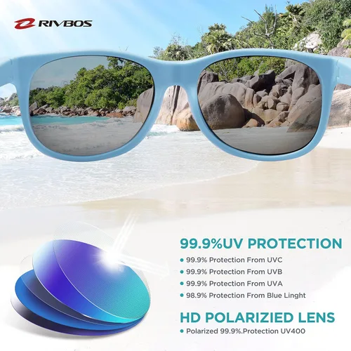Miniatura 3 de Lentes de sol de goma Rivbos RBK004, flexibles, para niños lentes para bebés y niños de 3-10 (vidrio espejado disponible).
