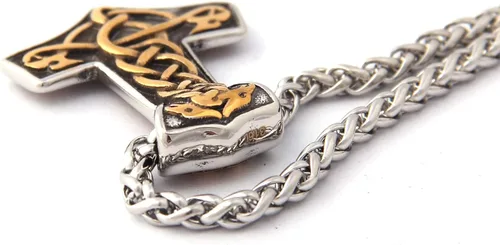 Miniatura 4 de Gungneer Mjolnir Thor Hammer Pendant Necklace Stainless Steel Viking Accessories Norse Pendant Viking Jewelry for Men adjustable length cord