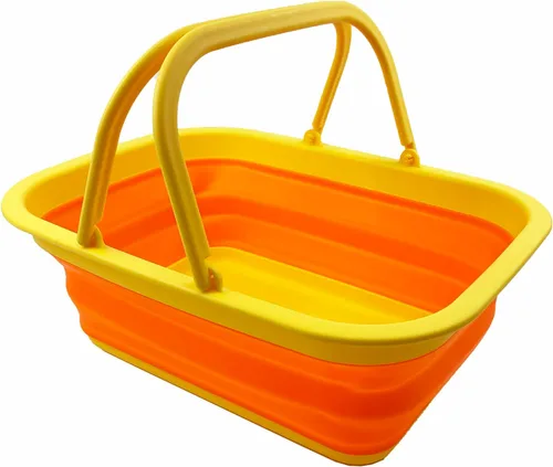 Miniatura 10 de SAMMART Tina plegable con asa de 9.2 litros (2.37 galones) - Cesta de picnic portátil al aire libre - Lavabo plegable para lavar platos, campamento