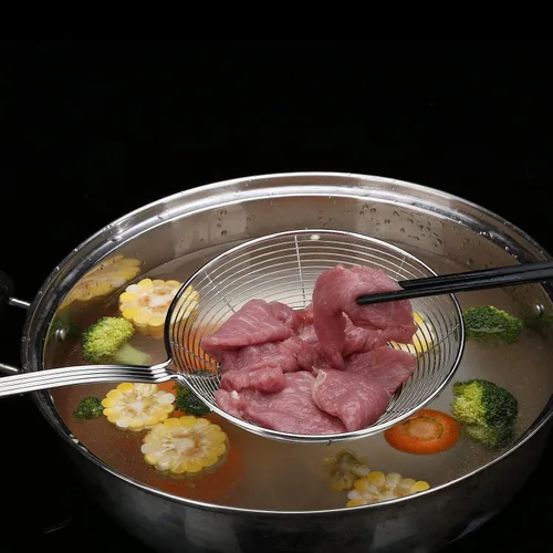 Miniatura 9 de Colador Skimmer, colador de araña de acero inoxidable, cucharón para pasta, espaguetis, fideos y freír en la cocina, cuenco de 6 pulgadas