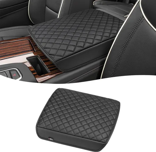 Miniatura 12 de KBH Funda para reposabrazos de consola central para Cadillac Escalade 2015-2020, borde de cuero de vinilo, protector de cojín de consola central