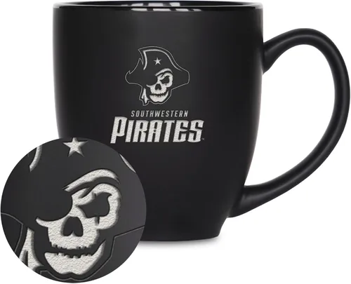 Miniatura 116 de Rico Industries - Taza de cerámica mate negra con grabado láser estándar de 15oz para NCAA (escuelas T & U) - Para bebidas calientes o frías