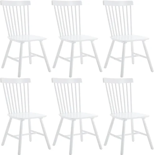 Miniatura 8 de Kmax Juego de 4 sillas de comedor vintage, sillas Windsor con patas de madera maciza, estilo campestre, nogal Nuez