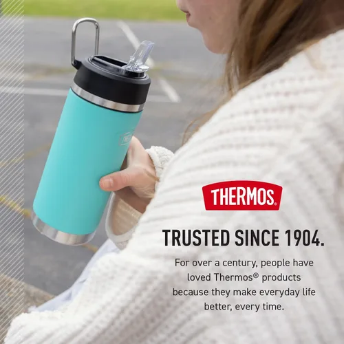 Miniatura 8 de THERMOS ICON SERIES - Botella de agua aislada con tapa con popote, 18 onzas, rosa intenso, botella de agua aislada al vacío de acero inoxidable