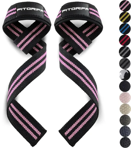 Miniatura 15 de Fitgriff® Correas de muñeca para levantamiento de pesas, gimnasio, peso muerto, entrenamiento (hechas de algodón premium y acolchadas) - Hombres