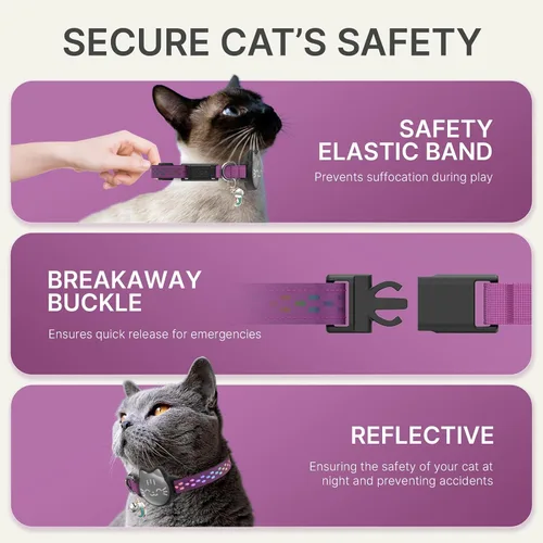 Miniatura 4 de AirTag - Collar de gato reflectante compatible con Apple AirTag de 1ª y 2ª generación, soporte oculto con campana, correa ligera resistente al agua