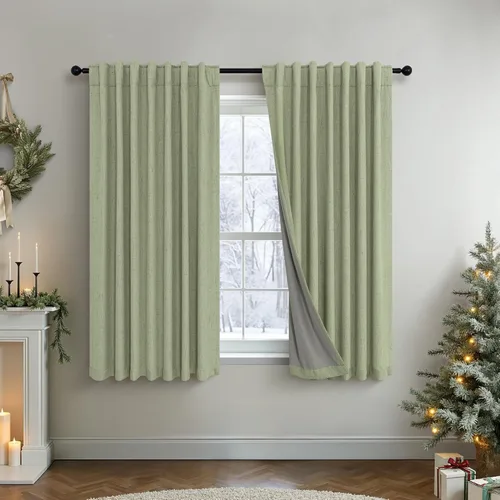 Miniatura 29 de Pitalk Cortinas cortas 100% opacas de lino para cafetería, 40 pulgadas de largo, 2 paneles, cortinas de puerta francesa para ventana, cortina