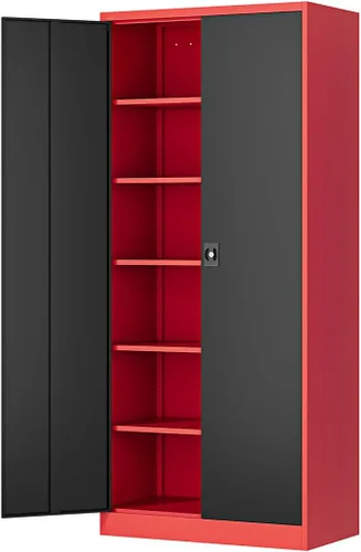 Miniatura 21 de Fesbos Armario de almacenamiento de metal, archivadores de acero de 36 pulgadas de alto con puertas con cerradura y estantes ajustables, gabinete