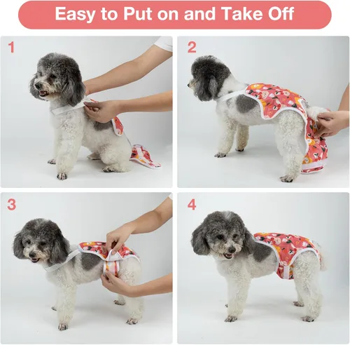 Miniatura 6 de MICOOYO Pañal Enterizo para Perro, Braguita Sanitaria con Tirantes Ajustables, Pañales Lavables para Período de Perro, Ropa Interior para Mascotas