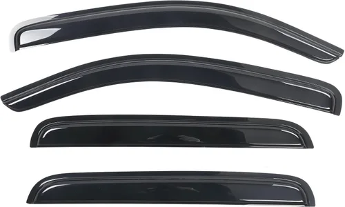 IKON MOTORSPORTS - Visera de ventana compatible con Toyota Tacoma de doble cabina 2005-2015, estilo delgado, humo, teñido de humo, lluvia, deflector