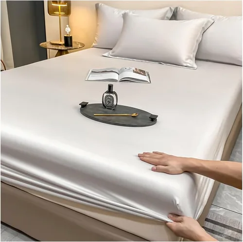 OBONG Sábana bajera ajustable de tamaño queen, 100% Tencel Lyocell, Sábanas refrescantes suaves y sedosas, tejido de satén con bolsillo profundo