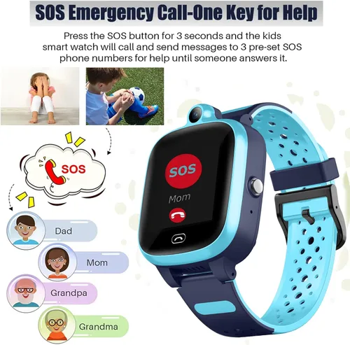 Miniatura 3 de Reloj inteligente con GPS 4G para niños y niñas [versión global] SOS alarma de emergencia impermeable reloj inteligente con texto, video, llamada