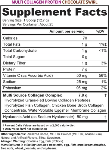 Miniatura 5 de Polvo de péptidos de colágeno múltiple para mujeres, polvo de colágeno de chocolate hidrolizado para mujeres con tipos I II III V y X, vitamina C