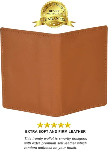 Miniatura 20 de Leatherboss - Cartera delgada y plegable de piel auténtica Soporte para tarjeta de crédito, débito, identificación Compacta y elegante