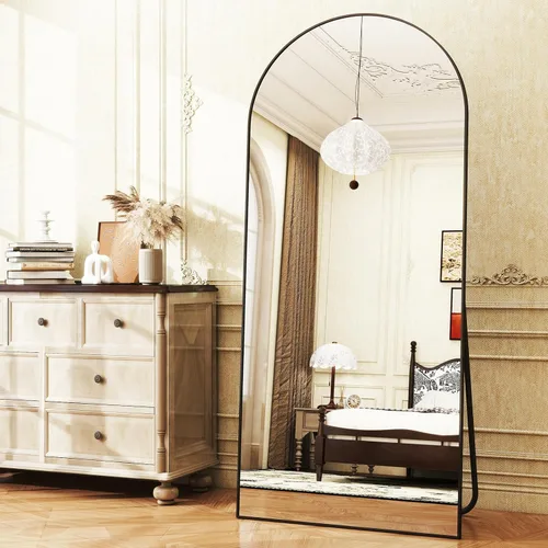 Miniatura 8 de Easly Espejo de Cuerpo Completo de Gran Tamaño, 76" x 34" Espejo Arqueado de Cuerpo Completo, Marco de Metal Negro, Espejo de Piso para Dormitorio