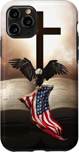 Miniatura 29 de Pretty Christian Cross Bible A Bald Eagle Grip American Flag Case for iPhone 17