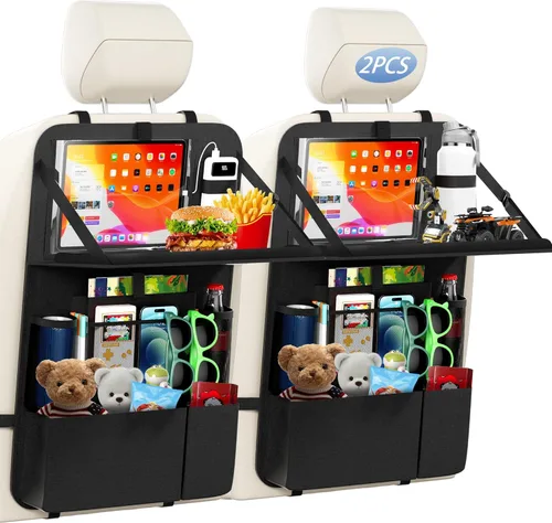 Miniatura 8 de KaiCross Organizador de asiento trasero de automóvil con bandeja plegable mejorada, organizador de asiento de automóvil para niños, accesorios