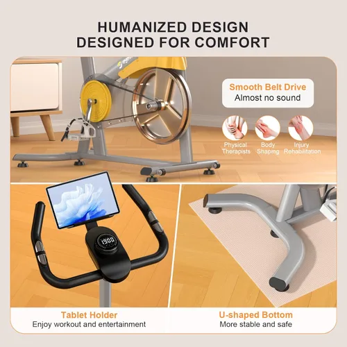 Miniatura 3 de Exercise Bikes for Home,Spin Bike with Adjustable Magnetic,Brake Pad Resistance Silent Belt Drive,350lbs/300lbs Weight Capacity &Upgraded Version