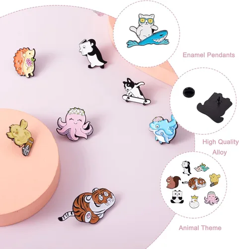 Miniatura 51 de Pandahall - Broches esmaltados de aleación con varios temas, broche de solapa, juego de pines esmaltados