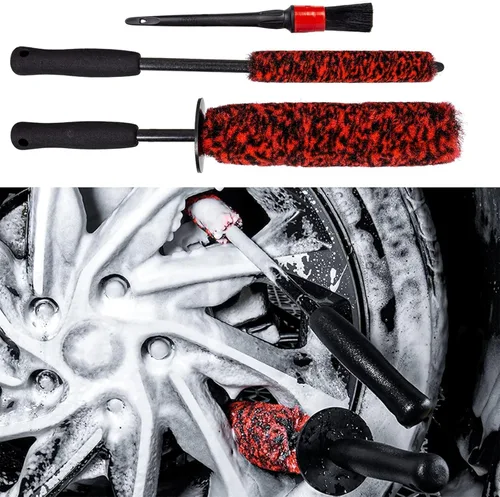 Miniatura 10 de Kit de cepillo de llanta de coche, cepillo de rueda Woolies, Cepillo de limpieza de coche, Varilla de fibra, Cepillo de limpieza de fibra de anillo