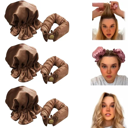 Miniatura 16 de Juego de rizadores de cabello sin calor, rodillos de satén con tapas para rizos nocturnos, kit de rizado para cabello largo, juego de dormir