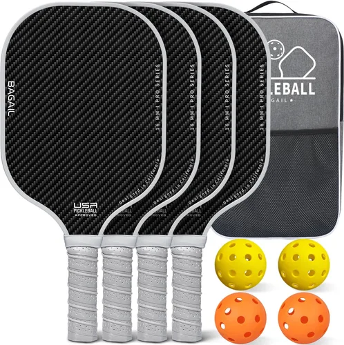 Miniatura 17 de BAGAIL Palas de pickleball aprobadas por USAPA, juego de pickleball de superficie de fibra de vidrio, raquetas ligeras con 4 bolas, 1 bolsa