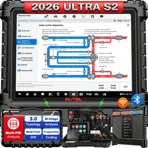 Autel MaxiSYS Ultra S2 Escáner AI, herramienta de escaneo inteligente superior 2026 V2.0 de MS919 S2/MS909 S2 MSUltra, 6 en 1 VCMI2, topología 3.0