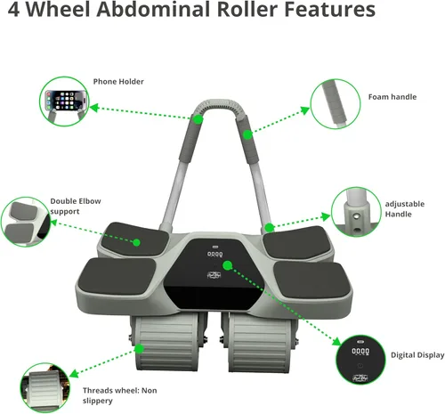 Miniatura 6 de 2026 New 4-Wheel Abdominal Roller with Elbow Support : Latest Upgraded High-Performance Exercise Machine With Automatic Rebound, Multi- layered