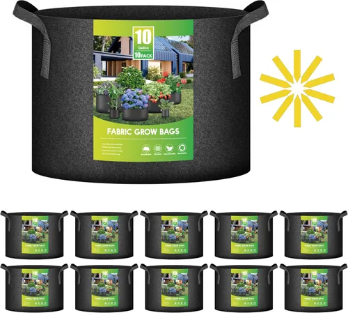 Miniatura 24 de iPower Paquete de 10 bolsas de 3 galones para plantas de tela no tejida gruesa resistente para cultivo de papas, contenedor duradero con aireación