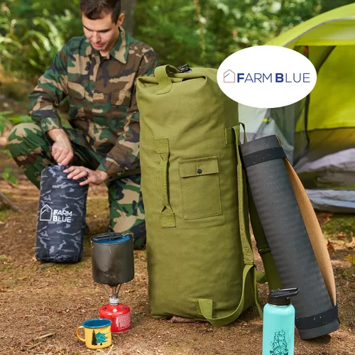 Miniatura 3 de Farm Blue Bolsa de viaje militar de 2 correas, Olive Drab, L, Clásico